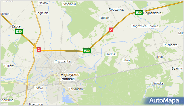 mapa Wysokie gmina Międzyrzec Podlaski, Wysokie gmina Międzyrzec Podlaski na mapie Targeo