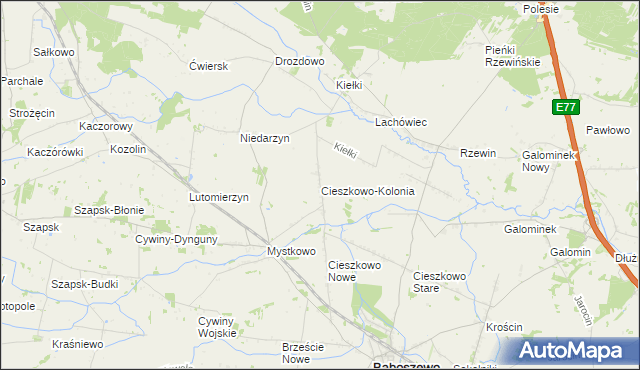 mapa Cieszkowo-Kolonia, Cieszkowo-Kolonia na mapie Targeo