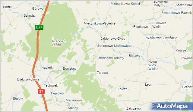 mapa Jabłonowo-Adamy, Jabłonowo-Adamy na mapie Targeo