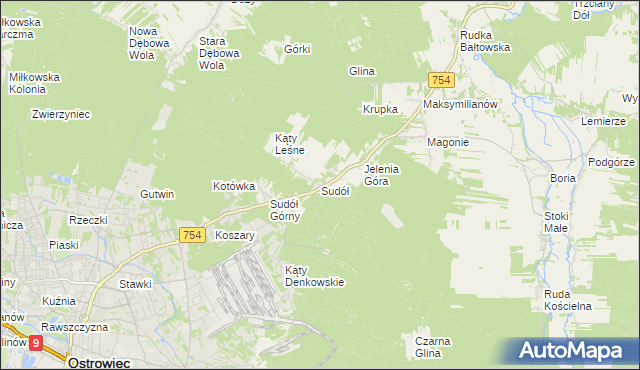 mapa Sudół gmina Bodzechów, Sudół gmina Bodzechów na mapie Targeo