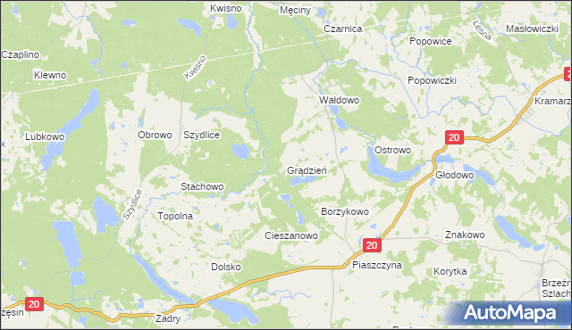 mapa Grądzień, Grądzień na mapie Targeo