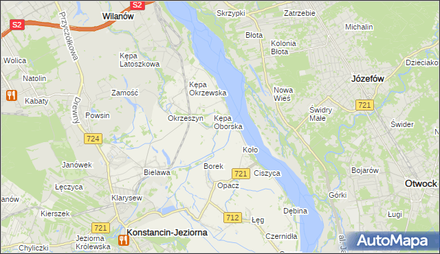 mapa Obórki gmina Konstancin-Jeziorna, Obórki gmina Konstancin-Jeziorna na mapie Targeo