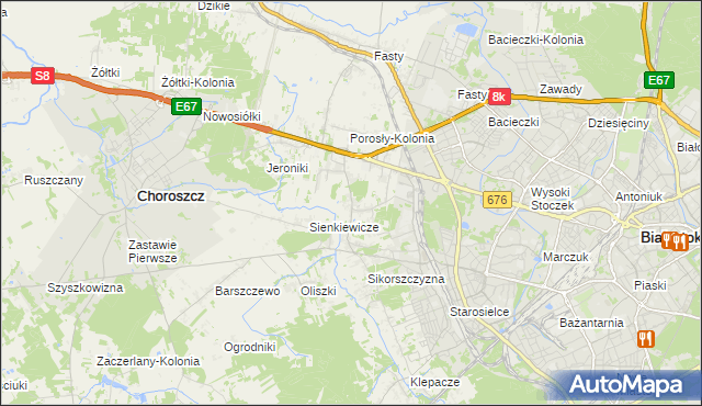 mapa Porosły, Porosły na mapie Targeo