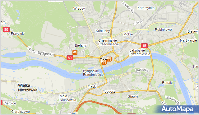 mapa Torunia, Toruń na mapie Targeo