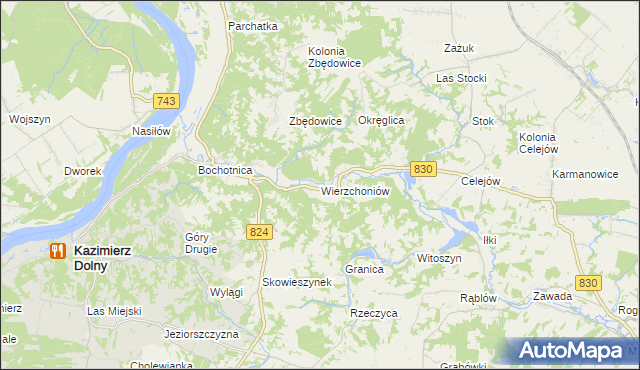 mapa Wierzchoniów, Wierzchoniów na mapie Targeo