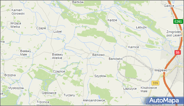 mapa Barkowo gmina Żmigród, Barkowo gmina Żmigród na mapie Targeo