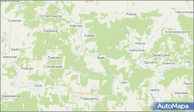 mapa Białki gmina Narew, Białki gmina Narew na mapie Targeo