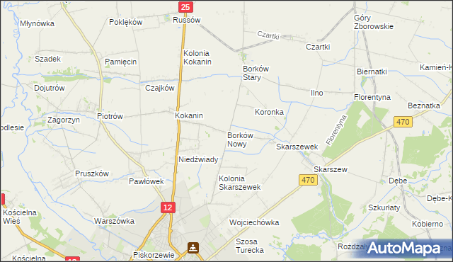 mapa Borków Nowy, Borków Nowy na mapie Targeo