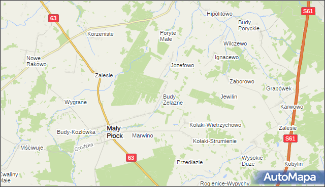 mapa Budy Żelazne, Budy Żelazne na mapie Targeo