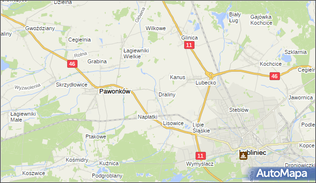 mapa Draliny, Draliny na mapie Targeo