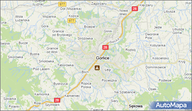 mapa Gorlic, Gorlice na mapie Targeo