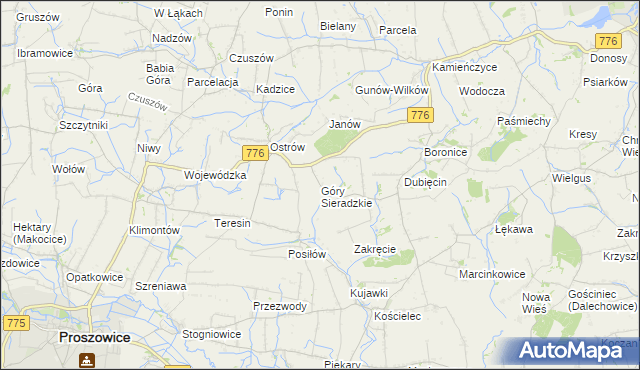 mapa Góry Sieradzkie, Góry Sieradzkie na mapie Targeo