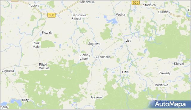 mapa Grodzisko gmina Banie Mazurskie, Grodzisko gmina Banie Mazurskie na mapie Targeo