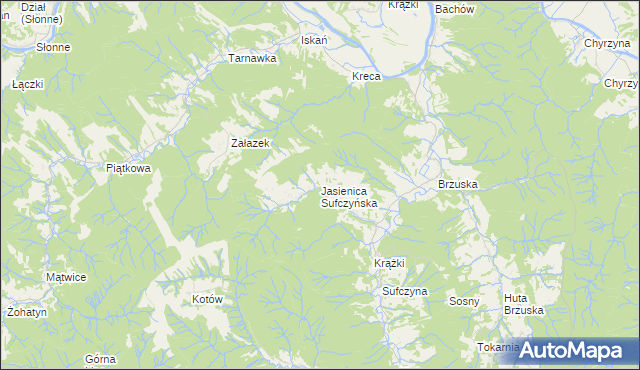 mapa Jasienica Sufczyńska, Jasienica Sufczyńska na mapie Targeo