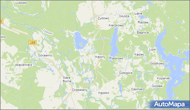 mapa Kępiny gmina Polanów, Kępiny gmina Polanów na mapie Targeo