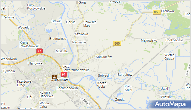 mapa Koniaczów, Koniaczów na mapie Targeo