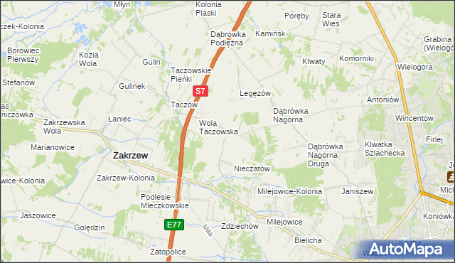 mapa Kozinki, Kozinki na mapie Targeo