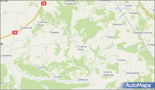 mapa Krasna Wieś, Krasna Wieś na mapie Targeo