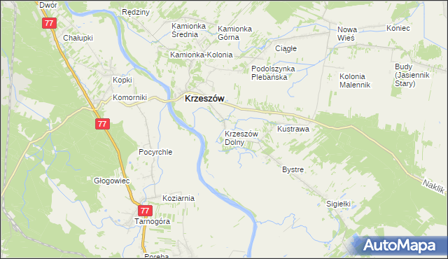 mapa Krzeszów Dolny, Krzeszów Dolny na mapie Targeo