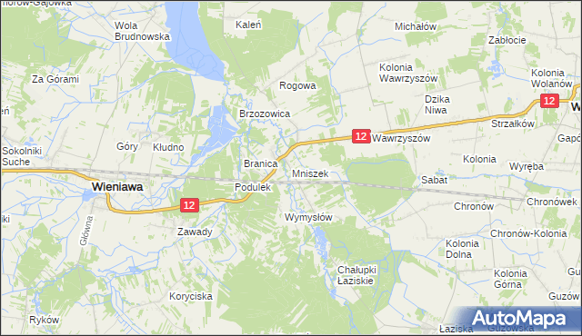 mapa Mniszek gmina Wolanów, Mniszek gmina Wolanów na mapie Targeo