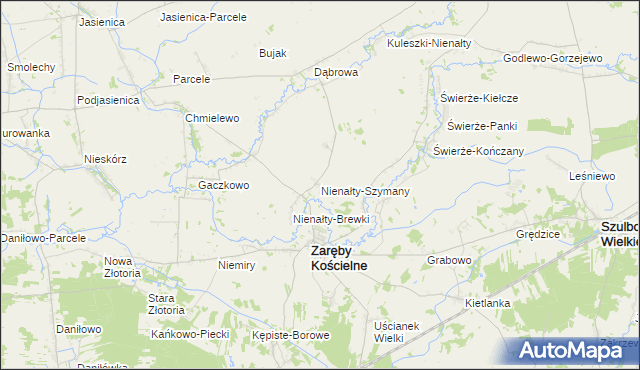 mapa Nienałty-Szymany, Nienałty-Szymany na mapie Targeo