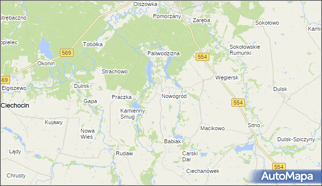 mapa Nowogród gmina Golub-Dobrzyń, Nowogród gmina Golub-Dobrzyń na mapie Targeo