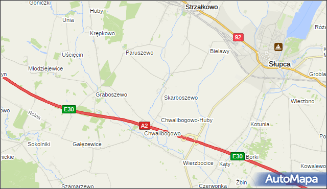 mapa Skarboszewo gmina Strzałkowo, Skarboszewo gmina Strzałkowo na mapie Targeo