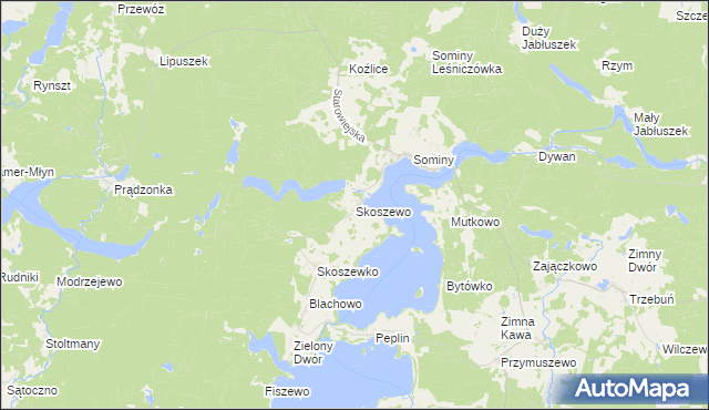 mapa Skoszewo gmina Brusy, Skoszewo gmina Brusy na mapie Targeo