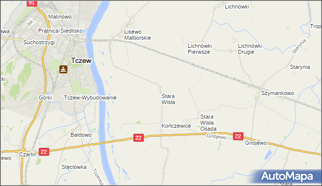 mapa Stara Wisła, Stara Wisła na mapie Targeo