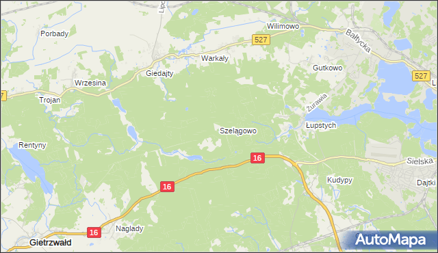 mapa Szelągowo, Szelągowo na mapie Targeo