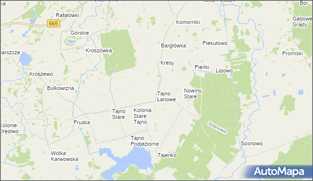 mapa Tajno Łanowe, Tajno Łanowe na mapie Targeo