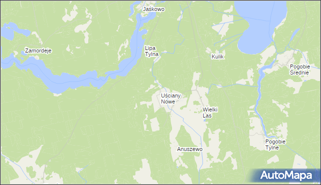 mapa Uściany Nowe, Uściany Nowe na mapie Targeo