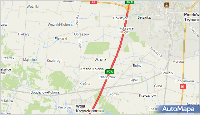 mapa Wola Rokszycka, Wola Rokszycka na mapie Targeo