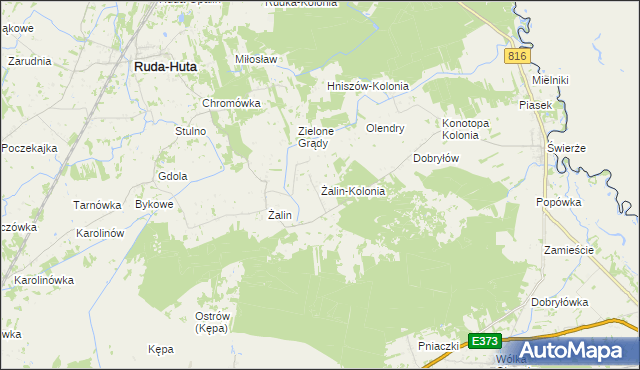 mapa Żalin-Kolonia, Żalin-Kolonia na mapie Targeo