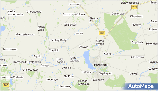 mapa Żarowo gmina Przedecz, Żarowo gmina Przedecz na mapie Targeo