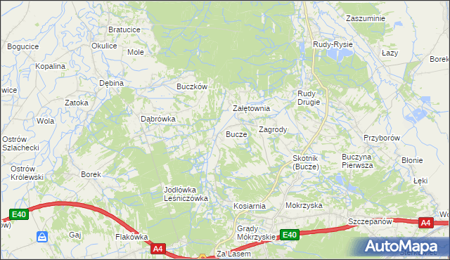 mapa Bucze gmina Brzesko, Bucze gmina Brzesko na mapie Targeo