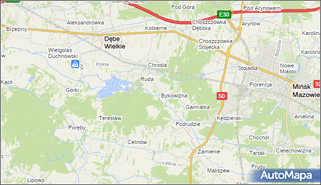 mapa Bykowizna, Bykowizna na mapie Targeo