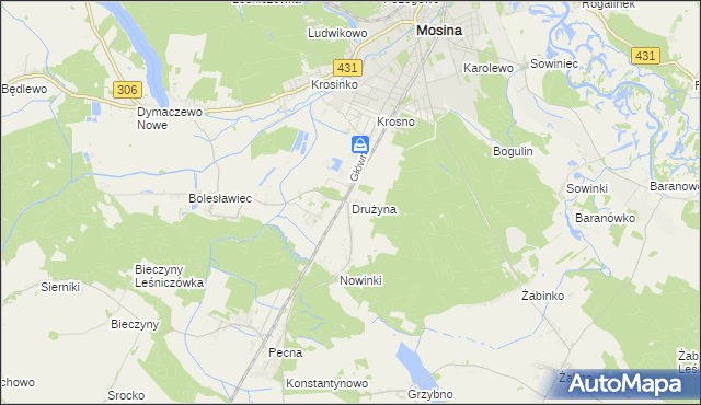 mapa Drużyna, Drużyna na mapie Targeo