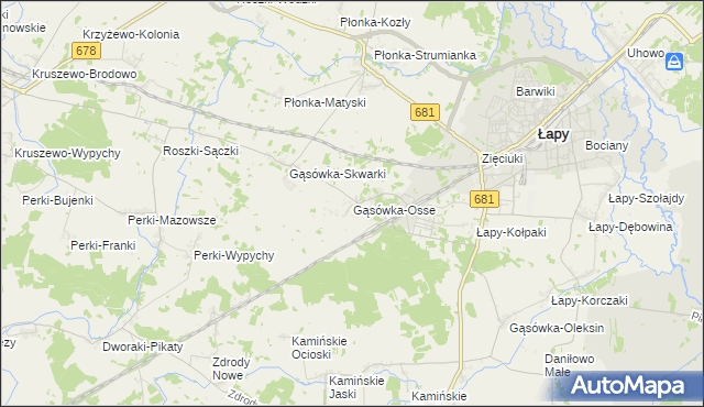 mapa Gąsówka-Osse, Gąsówka-Osse na mapie Targeo