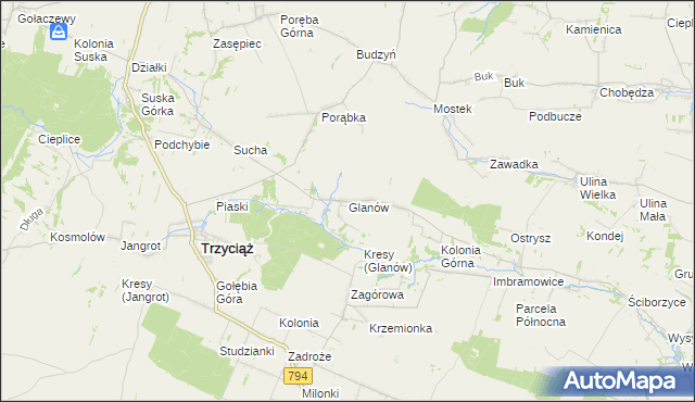 mapa Glanów, Glanów na mapie Targeo