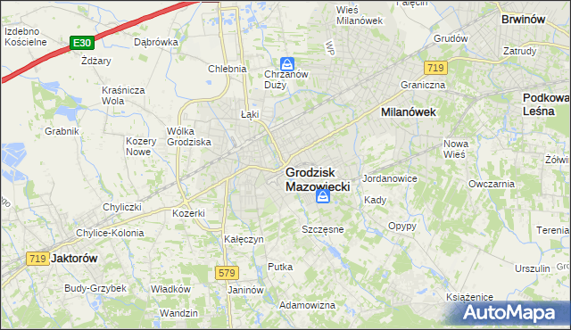 mapa Grodzisk Mazowiecki, Grodzisk Mazowiecki na mapie Targeo