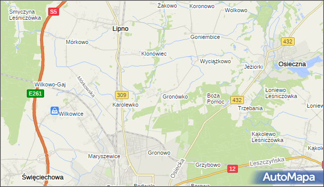 mapa Gronówko gmina Lipno, Gronówko gmina Lipno na mapie Targeo