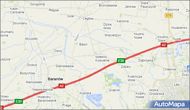 mapa Izdebno Kościelne, Izdebno Kościelne na mapie Targeo