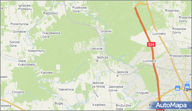 mapa Jedlicze B, Jedlicze B na mapie Targeo