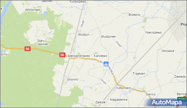 mapa Karolewo gmina Dobrcz, Karolewo gmina Dobrcz na mapie Targeo