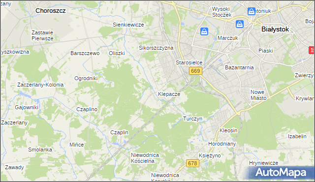 mapa Klepacze gmina Choroszcz, Klepacze gmina Choroszcz na mapie Targeo