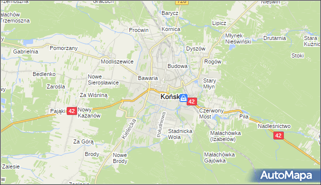 mapa Końskie, Końskie na mapie Targeo