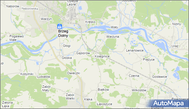 mapa Księginice gmina Miękinia, Księginice gmina Miękinia na mapie Targeo