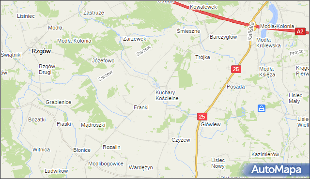 mapa Kuchary Kościelne, Kuchary Kościelne na mapie Targeo