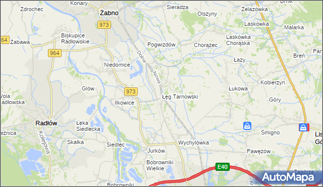 mapa Łęg Tarnowski, Łęg Tarnowski na mapie Targeo